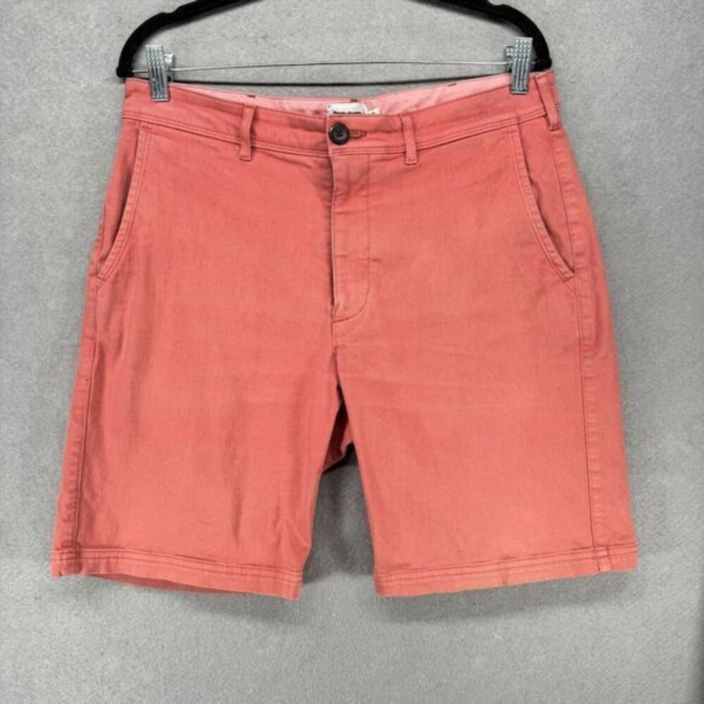 Wellen Shorts Mens Size 33‎ Coral Pink Chino Flat Front Bermuda READ Playa